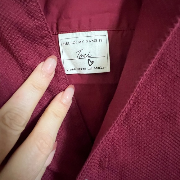 Frank & Eileen TORI Italian Tuxedo Shirtdress in Superluxe Red Cotton Sz Medium - Picture 4 of 7